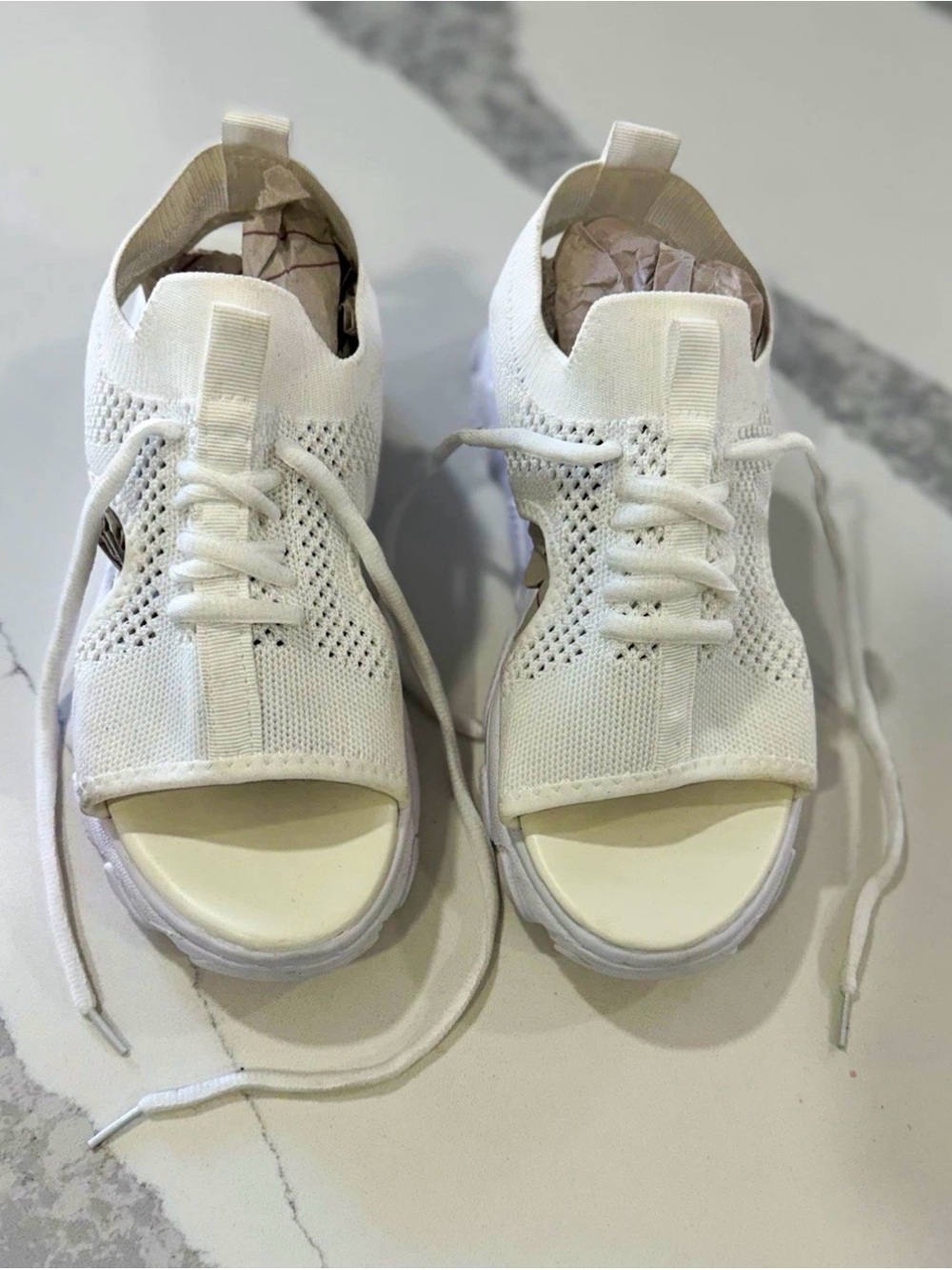 Women’s White Leather Lace-Up Platform Sandals Logo EU 42 US 12